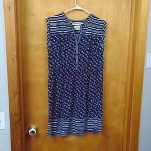 LOFT Dress Womens LP Sleeveless Knee Length Lightweight flowers Navy Blue